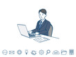 © SENRYU - パソコンを使うスーツ姿の男性　デスクワーク　仕事　会社員　イラスト素材