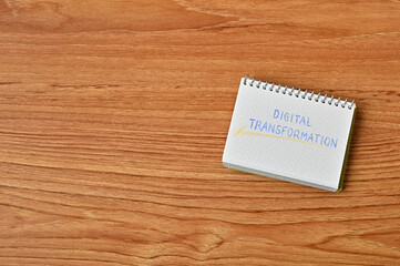 Poster - A small sketchbook labeled Digital Transformation sits on the table.