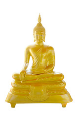 Wall Mural - Golden buddha statue on isolate white background