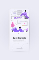 Poster - businesspeople using digital gadgets online surfing social network communication concept vertical