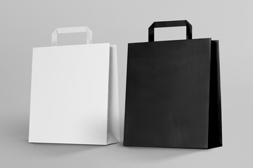 Sticker - White and black paper shopping bag with design space