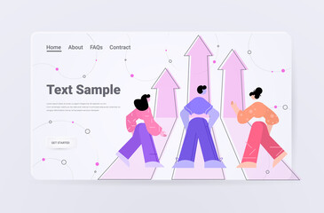 Poster - successful businesspople looking on going up arrows growth success achievement leadership concept