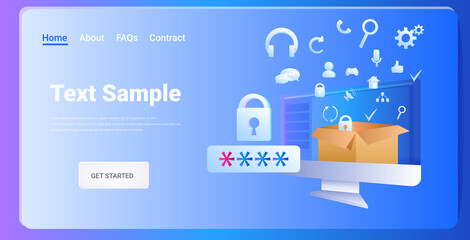 Poster - computer app antimalware protection shield data privacy security concept horizontal