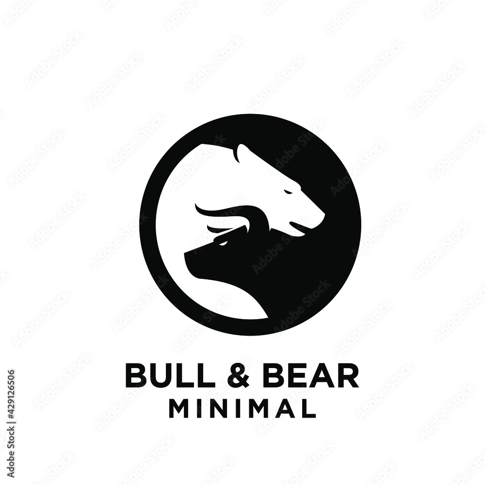 Bear and bull vector logo design players on Exchange and traders on a ...