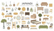 vector set of japandi interior design elements