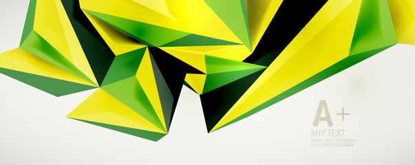 Vector triangle geometric backgrounds. Low poly 3d shape on light backdrop. Vector illustration for covers, banners, flyers and posters and other designs