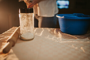 Wall Mural - Pizza prepare dough hand topping