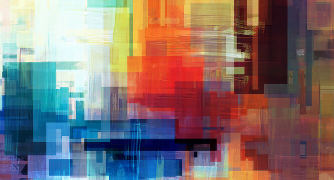 Digital painting, above bed decor, oil on canvas and computer graphic. Surreal artwork in geometric style and dark accents for custom tapestry, wall hanging