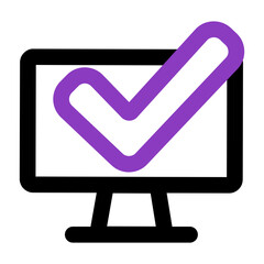 Poster - computer icon. computer with checkmark. outline vector icon. can use for, icon design element,ui, web, mobile
