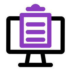 Poster - computer icon. computer with task, clipboard. outline vector icon. can use for, icon design element,ui, web, mobile