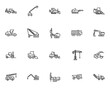 Construction machinery line icons set