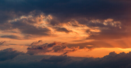 Heavenly abstract background. Picturesque bright, dramatic evening sky.