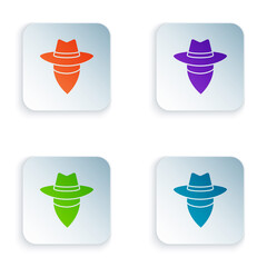 Wall Mural - Color Cowboy icon isolated on white background. Set colorful icons in square buttons. Vector