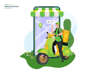 Online shop delivery services illustration