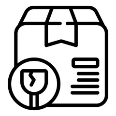 Poster - Broken parcel icon. Outline Broken parcel vector icon for web design isolated on white background