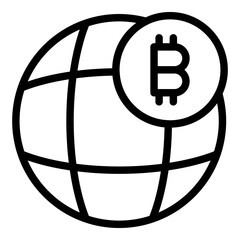 Poster - Global bitcoin icon. Outline Global bitcoin vector icon for web design isolated on white background