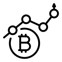 Poster - Bitcoin growth icon. Outline Bitcoin growth vector icon for web design isolated on white background