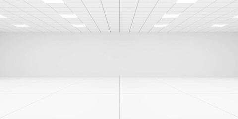 Poster - empty white modern architecture room office interior 3d render illustration