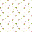 Pink flowers and colorful peas. A seamless pattern drawn with watercolors. Decor for packaging paper or fabric.