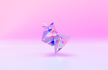 Aufkleber - Beauty fashion podium backdrop for product display with abstract iridescent gem stone. 3d rendering. 