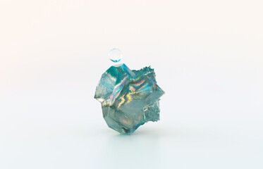 Aufkleber - Beauty fashion podium backdrop for product display with abstract iridescent gem stone. 3d rendering. 
