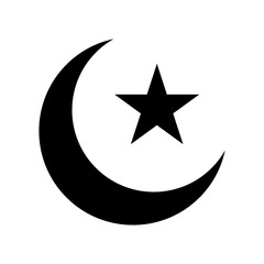 Wall Mural - illustration of a crescent moon and star. islamic symbol. islamic icons can be used for the month of
