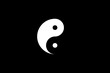 Taoism Yin Yang symbol on black background, traditional Chinese philosophy Tao religion, abstract Tai Chi harmony concept
