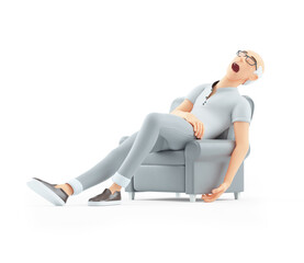 3d senior man sleeping in armchair