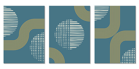 Wall Mural - abstract art background set with geometric shapes. minimal design with circles and lines. contempora