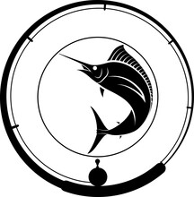Fishing Badge With Swordfish And Fishing Rod