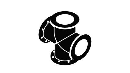 Poster - Cross pipe water icon animation isometric black object on white background