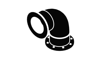 Poster - Semicircular pipe icon animation isometric black object on white background
