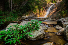 Waterfall In The Jungle. Chae Son Waterfall, Lampang, Thailand