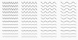 Wavy curvy and zigzag horizontal lines. Vector set for graphic elements.