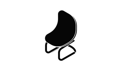 Poster - Fashion chair icon animation isometric black object on white background