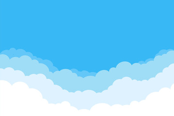layered clouds. cartoon border with white cloud gradient, fluffy cumulus in heaven. vector game bann