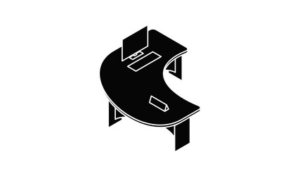 Poster - Oval office table icon animation isometric black object on white background