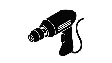 Poster - Corded drill icon animation isometric black object on white background