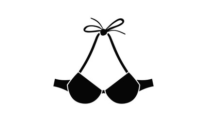 Wall Mural - Beach bra icon animation isometric black object on white background