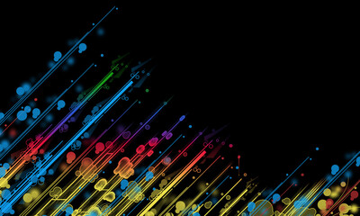 Poster - Colorful circles and lines on a black background