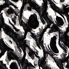 Wall Mural - 
Black and white modern camo graphic seamless pattern. Tonal minimal texture surface design. Abstract masculine fashion. Distort hand drawn camouflage repeat tile.  Mono surface swatch non print
