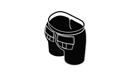 Wall Mural - Back pocket jeans icon animation isometric black object on white background