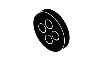 Poster - classic clothes button icon animation isometric black object on white background