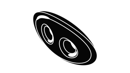 Poster - Oval clothes button icon animation isometric black object on white background