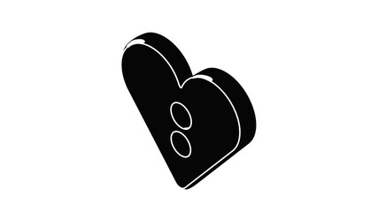 Wall Mural - Heart clothes button icon animation isometric black object on white background