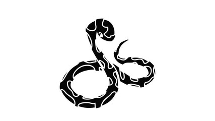 Wall Mural - Boa snake icon animation isometric black object on white background