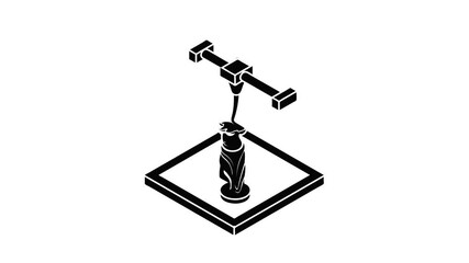 Poster - Statue d printing icon animation isometric black object on white background