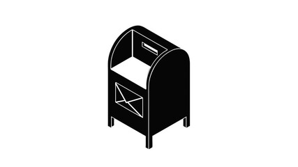Poster - Street postbox icon animation isometric black object on white background