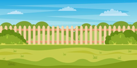 Wall Mural - Garden backyard with wooden fence