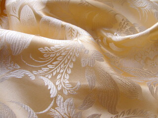 Vintage Chinese silk jacquard with floral ornament.